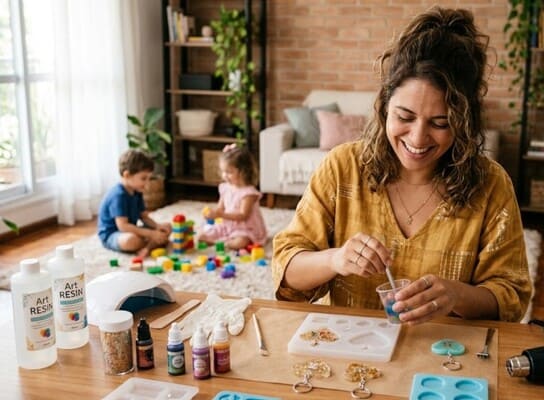 Instructora enseñando yoga infantil a niños en un espacio cálido con luz natural
